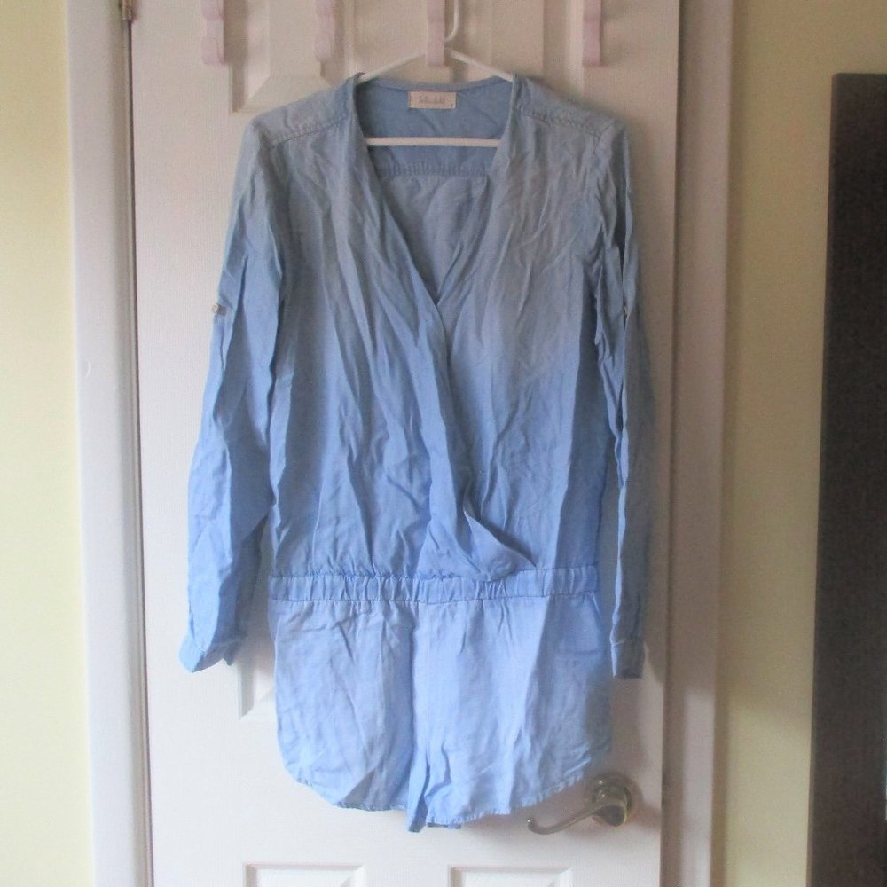 Bella Dahl Light Blue Chambray Denim Romper SMALL